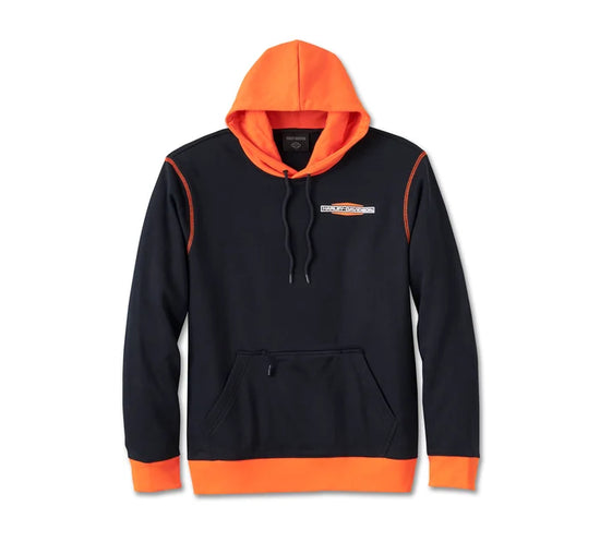 Genuine Harley-Davidson® Men's Kickstart Pullover Hoodie - Colorblock - Harley Black & Harley Orange 96007-25VM