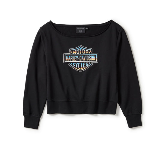 Genuine Harley-Davidson® Women's Chrome Evo Off The Shoulder Crew - Harley Black 96418-25VW