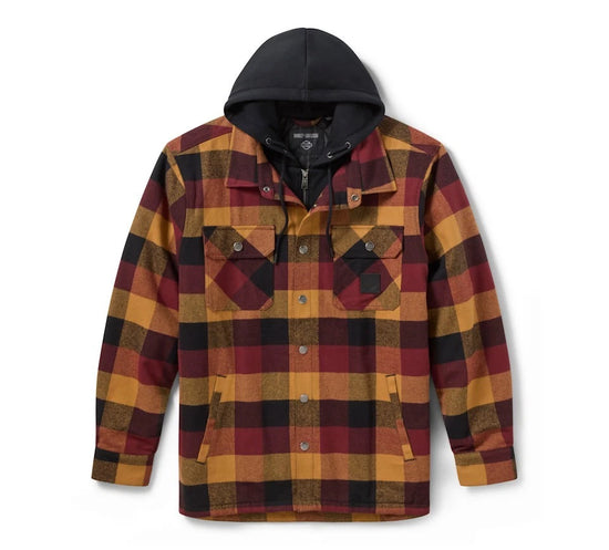 Giacca-camicia in tessuto 96559-26VM Harley-Davidson, marrone/nero