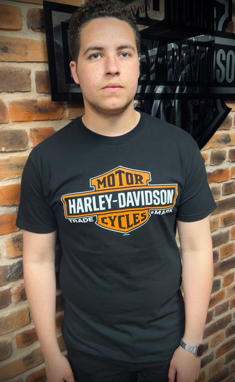 Genuine Leeds Harley-Davidson® Dealer T-shirt 'Elongated B&S on Black' 40291547