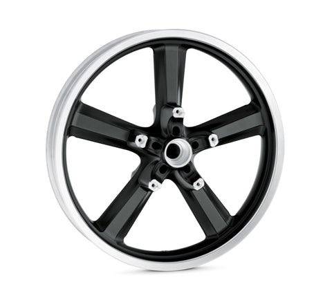 Harley Davidson 43634-08 5-Spoke Cast 19 in. Front Wheel - Aluminum WHEEL, FRT, 5SK, BLK, 19X3, W/O BRNG