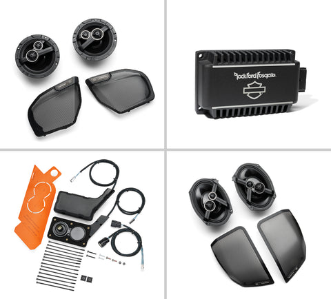 Harley Davidson 50700123 Audio powered by Rockford Fosgate Stage II+ 4-Speaker Kit Package KIT,RDR INTFC MISC CMPNT,STG3 AUD FLTRX