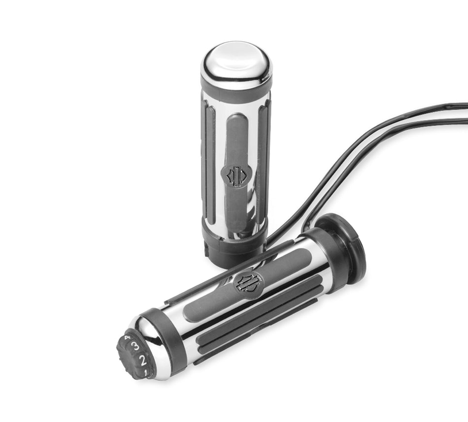 Harley Davidson 56100266 Chrome and Rubber Small Heated Hand Grips KIT, GRIP, HEATED, SML CHRM RU