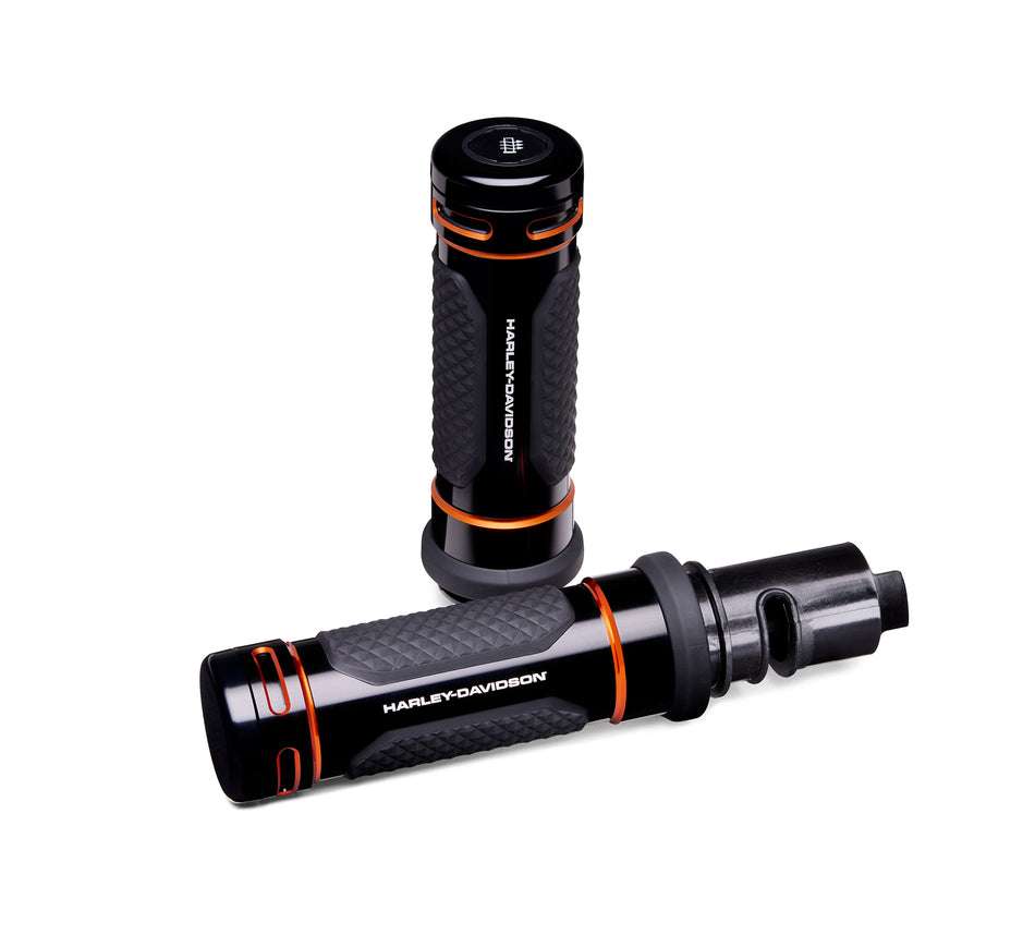 Harley Davidson 56100619 Adversary Heated Hand Grips KIT,GRIP,HTD,ADVERSARY,BLK/ORN