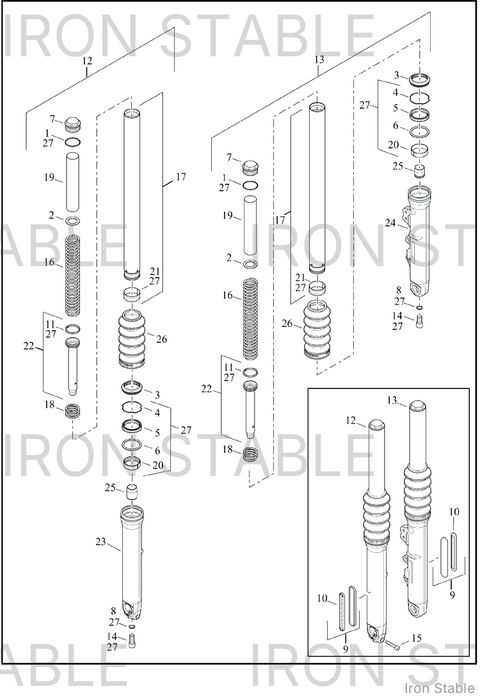45500488 Harley-Davidson Slider,fr Tlscp Fork,rh,buffed