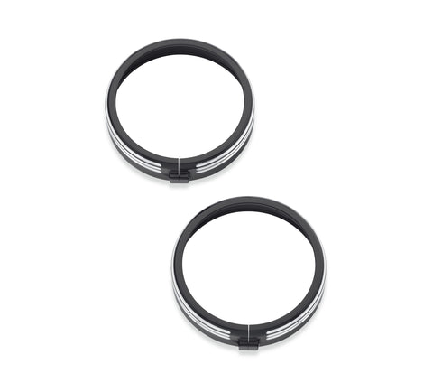 Harley Davidson 61400355 4 in. Defiance Auxiliary Lamp Trim Rings KIT,TRIM,PASS LT,BLK MACH'D