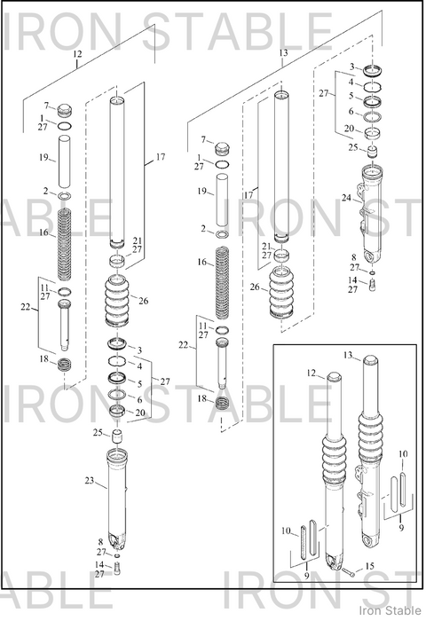 45500488 Harley-Davidson Slider,fr Tlscp Fork,rh,buffed