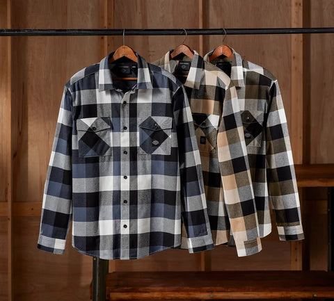 Genuine Harley-Davidson® Essence Long Sleeve Flannel Shirt - Plaid - Harley Black & Blue  96031-25VM