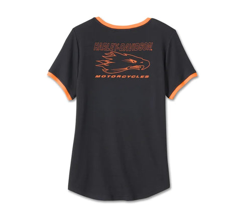 Genuine Harley-Davidson®  Women's Screaming' Eagle Ringer Tee - Black Beauty  96115-24VW