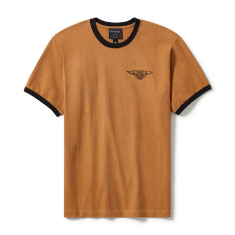 Genuine Harley-Davidson® Willie G Sketchy Bar & Shield Ringer T-Shirt - Dark Chocolate 96272-25VX