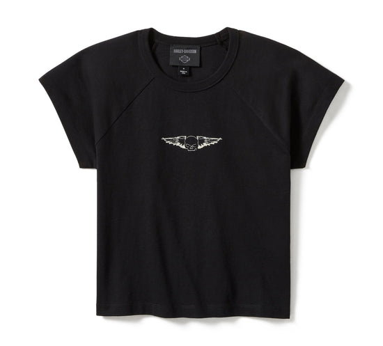 Genuine Harley-Davidson® Women's Willie G Wing Skull Sketch Art Baby Doll T-Shirt 96278-25VW