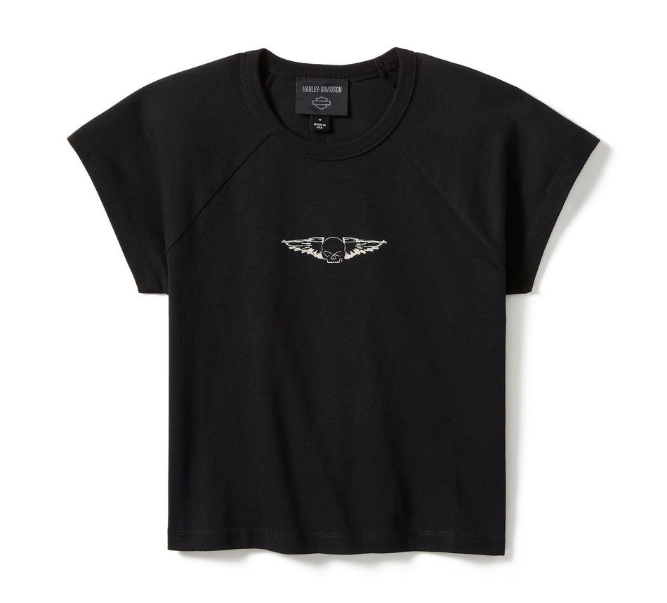 Genuine Harley-Davidson® Women's Willie G Wing Skull Sketch Art Baby Doll T-Shirt 96278-25VW