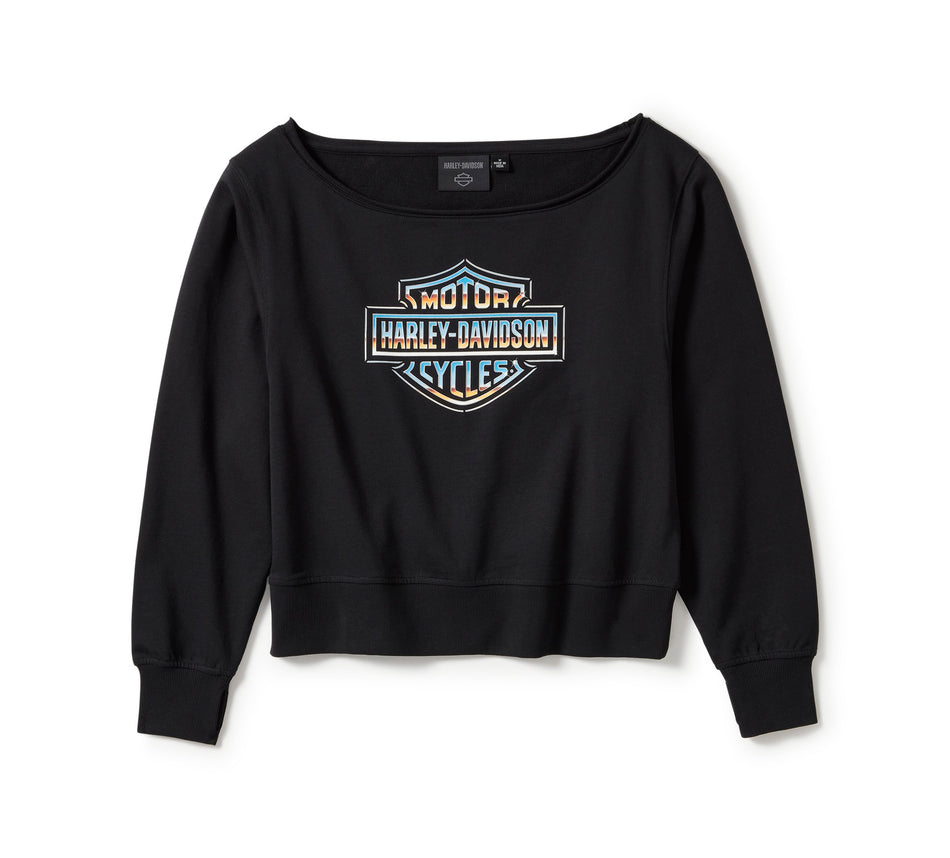Genuine Harley-Davidson® Women's Chrome Evo Off The Shoulder Crew - Harley Black 96418-25VW