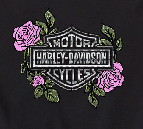 Genuine Harley-Davidson® Women's Rose & Thorn Bling Lace Trim Tank - Harley Black 96453-25VW