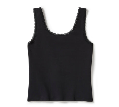 Genuine Harley-Davidson® Women's Rose & Thorn Bling Lace Trim Tank - Harley Black 96453-25VW