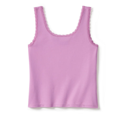 Genuine Harley-Davidson® Women's Rose & Thorn Bling Lace Trim Tank - Orchid 96454-25VW