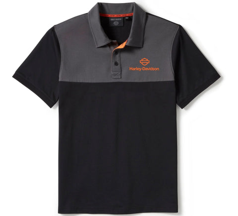 Harley-Davidson Men's H-D Tech Coolmax Polo Short Sleeve Shirt Black/Gray 96482-25VM