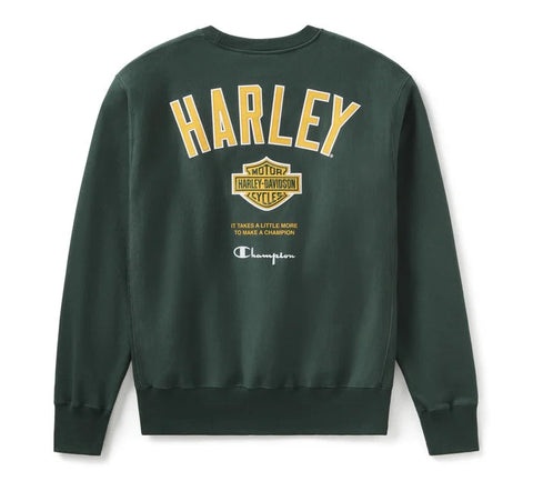 Champion x Harley-Davidson Fanatic Crew Neck Sweatshirt 96861-24VM - Dark Green Champion