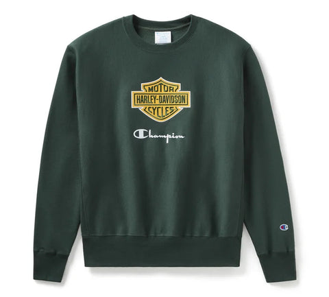 Champion x Harley-Davidson Fanatic Crew Neck Sweatshirt 96861-24VM - Dark Green Champion