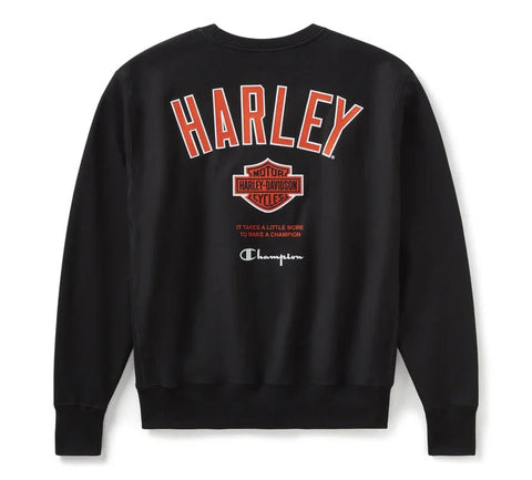 Champion x Harley-Davidson Fanatic Crew Neck Sweatshirt 96864-24VM - Black & Orange Champion