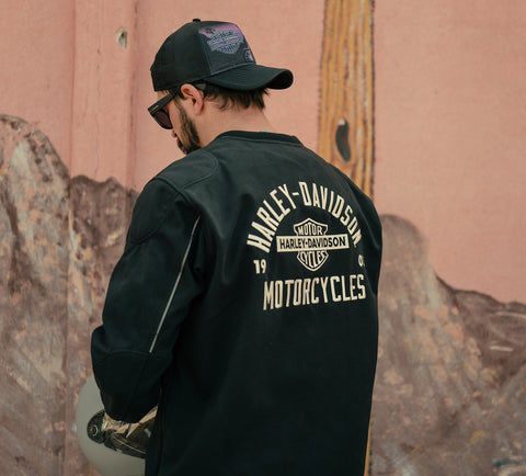 Harley-Davidson 96657-25VM Men's H-D® Deflector Riding Fleece - HARLEY BLACK