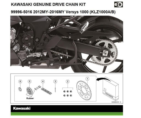 Kawasaki 999965027 Genuine chain and sprocket kits Genuine chain kit Ninja 1000SX (ZXT02K)