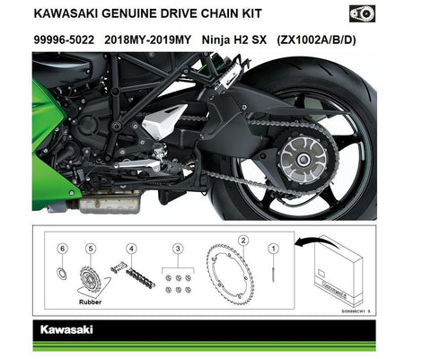 Kawasaki 999965019 Genuine chain and sprocket kits Genuine chain kit Z900 (ZR900B/D)