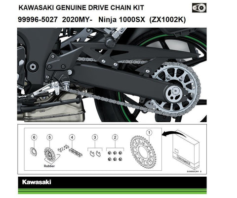 Kawasaki 999965027 Genuine chain and sprocket kits Genuine chain kit Ninja 1000SX (ZXT02K)