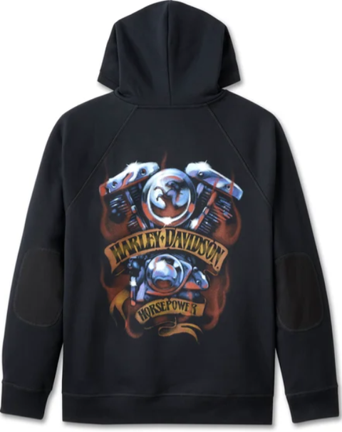 Genuine Harley-Davidson Loaded with Horsepower Raglan Hoodie - Harley Black 96105-25VM