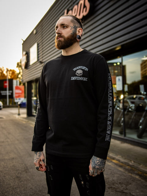 Harley-Davidson® Men's Skull Long Sleeve Black Tee 99091-14VM