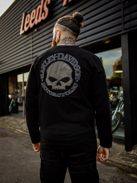Harley-Davidson® Men's Skull Long Sleeve Black Tee 99091-14VM