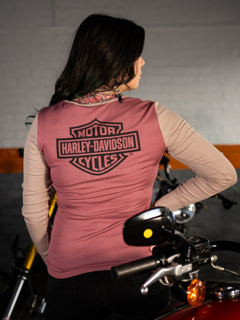 Genuine Harley-Davidson® Henley Ladies Pink Button Top 96142-24VW