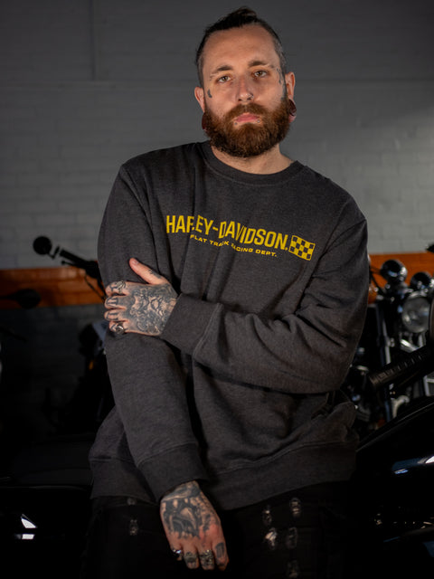 Genuine Harley-Davidson®  Men's Trophy Bar & Shield Crew Neck Sweatshirt - Harley Black  96404-24VM