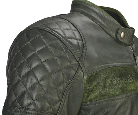 Kawasaki 104CRM22110L LONDON OLIVE LEATHER JACKET (male) L