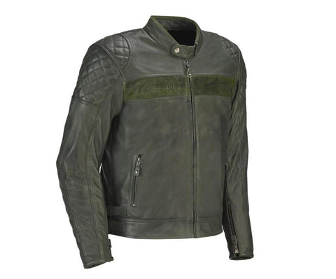 Kawasaki 104CRM22110L LONDON OLIVE LEATHER JACKET (male) L