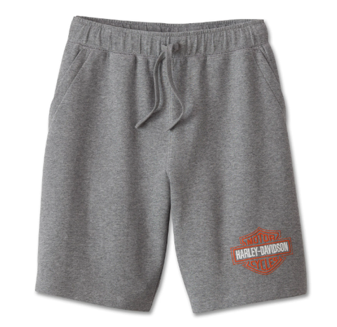 Genuine Harley Davidson Men's Bar & Shield Fleece Shorts - Medium Grey Heather 99198-24VM