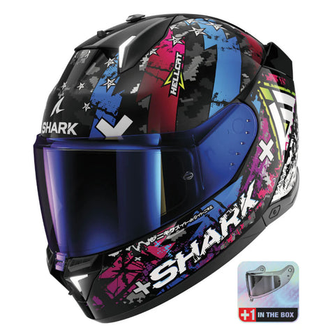 SHARK SKWAL I3 HELMET HELLCAT BLACK / BLUE / VIOLET HE0828E