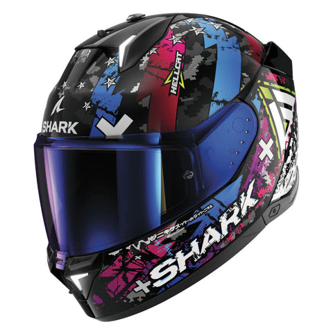 SHARK SKWAL I3 HELMET HELLCAT BLACK / BLUE / VIOLET HE0828E