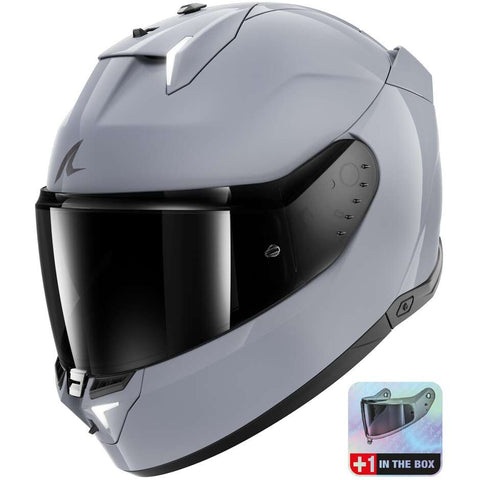 SHARK Motorcycle Helmet With LEDSKWAL i3 DARK SHADOW EDITION Gun Silver he0824es05