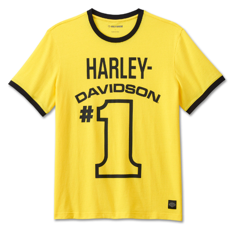 Genuine Harley Davidson Men's #1 Racing Mesh Ringer Tee - Dandelion 96418-24VM