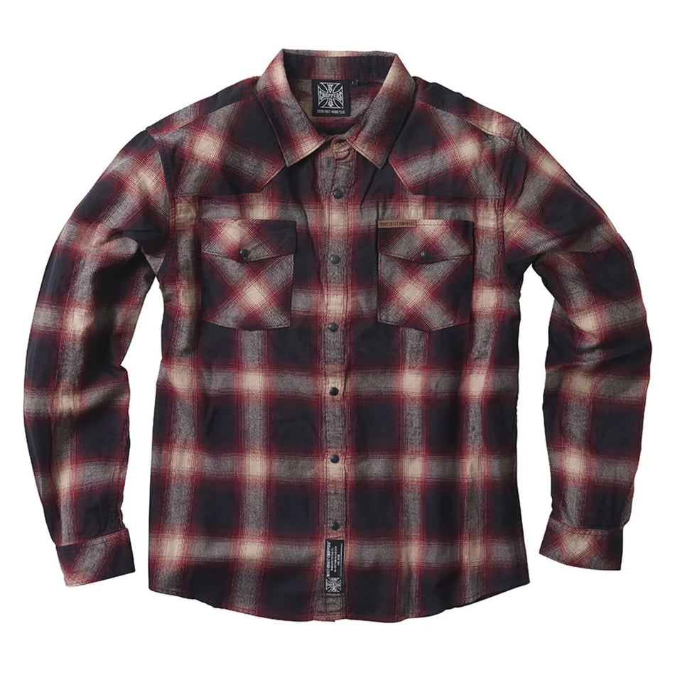 West Coast Choppers Outlaw Flannel Shirt Red/Grey