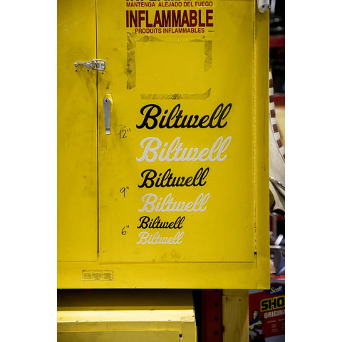 Biltwell Script Sticker White 12"