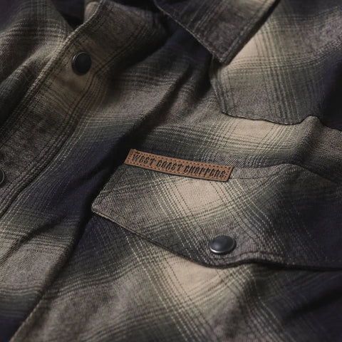 West Coast Choppers Outlaw Flannel Shirt Olive/Beige