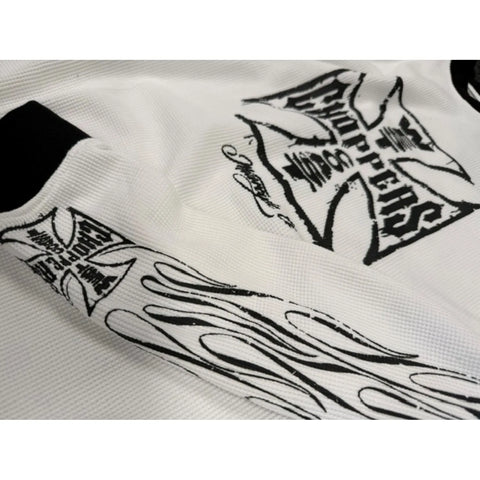 West Coast Choppers Worn Cross Waffle Shirt White