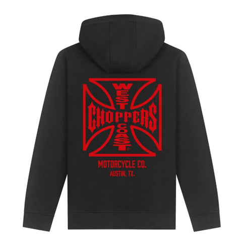 West Coast Choppers ATX Cross Hoodie Black/Red