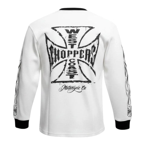 West Coast Choppers Worn Cross Waffle Shirt White