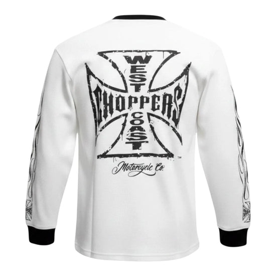 West Coast Choppers Worn Cross Waffle Shirt White