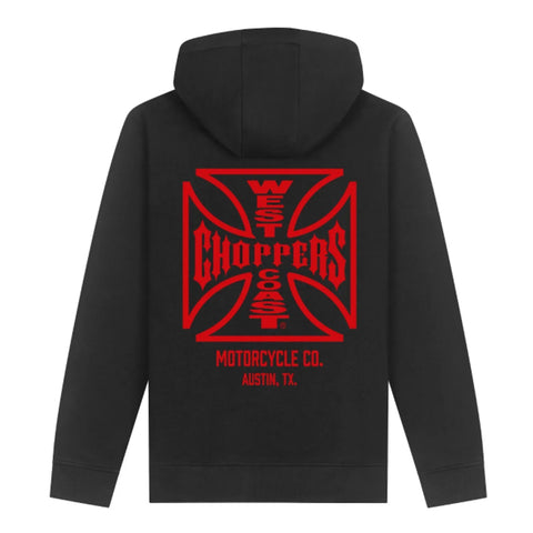 West Coast Choppers ATX Cross Zip Hoodie Black/Red