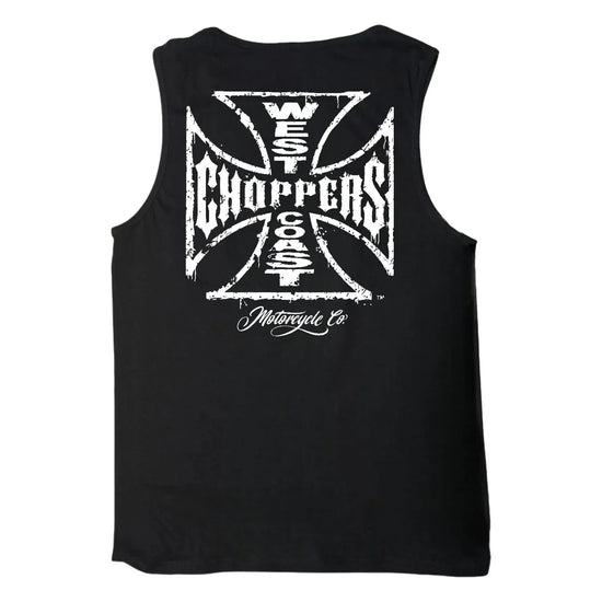 West Coast Choppers Worn Cross Tank Top Black