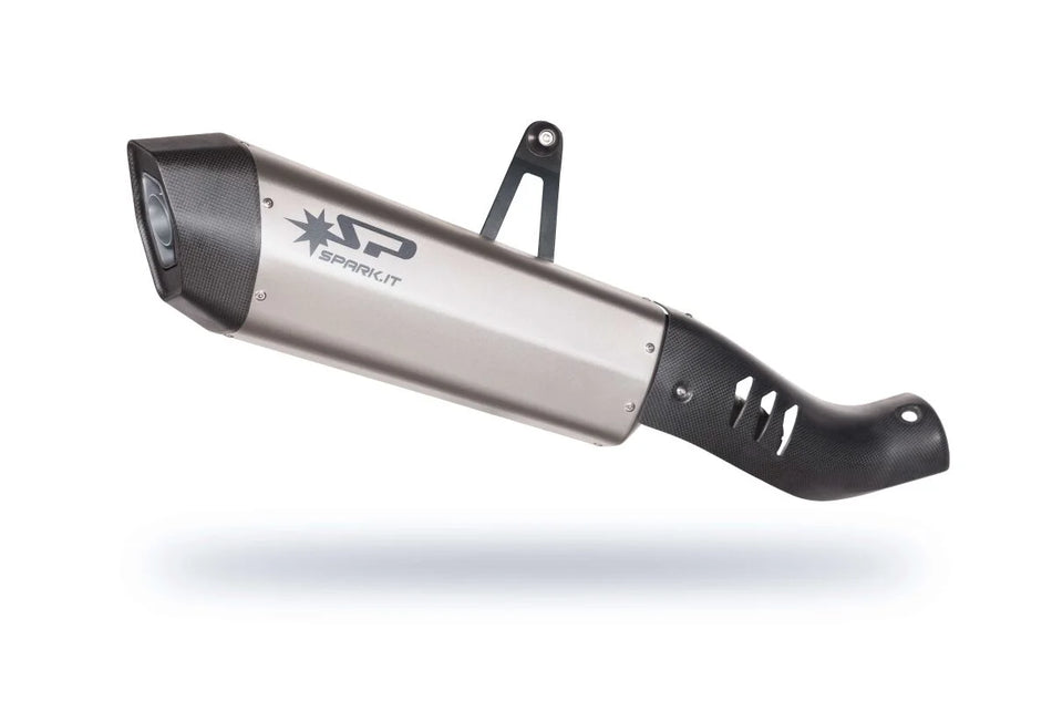 Spark Fighter Slip-on Muffler Full Titanium & Carbon End Cap, with Connecting Pipe (GHO1702TOM)